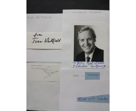 COMEDY, signed selection, inc. white cards, photos, album pages etc; Ken Dodd, June Whitfield, Nicholas Parsons, Penelope Kei