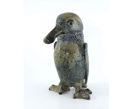 Robert Wallace Martin for Martin Brothers, a stoneware sculptural bird jar, 1880, modelled as a characterful spoon billed duc