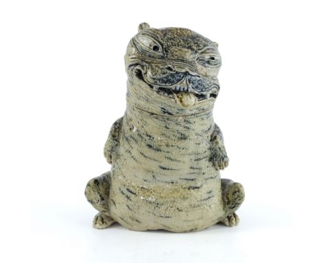 Robert Wallace Martin for Martin Brothers, a stoneware sculptural dog jar, 1885, grotesquely modelled as a characterful canin