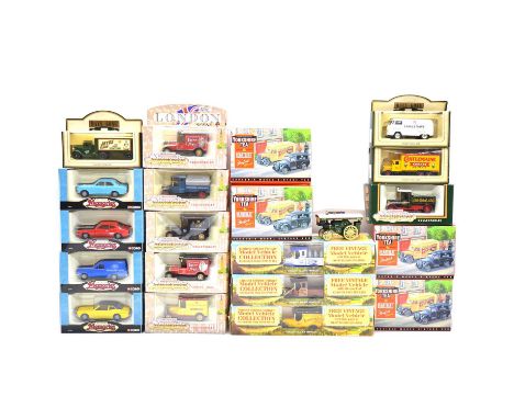 Corgi and Lledo die-cast model vehicles, twenty-one including four 'Yorkshire tea &amp; Heartbeat' vintage vans; Eddie Stobar