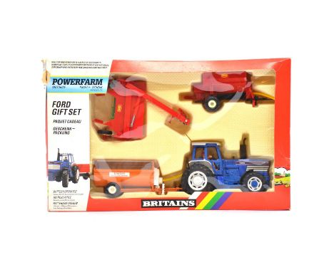 Britains farm model set, ref. 9390 Powerfarm Ford gift set, with Ford TW-35 tractor and three towed accessories, boxed