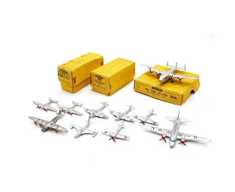 Dinky die-cast model aircraft, ten including ref. 70A Avro 'York' air liner, boxed; ref. 70b Hawker Tempest II (x2); ref. 70C