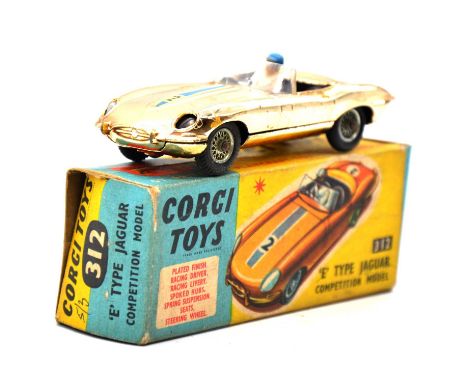 Corgi Toys die-cast model vehicle, ref. 312 Jaguar 'E' type, competition model, gold metalic body, boxedQty: 1