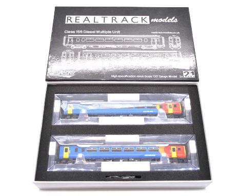 Realtrack models OO gauge model railway coach pack, ref. 156473 EMT class 156 diesel multiple units, no. 57473 and 52473, qua