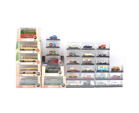 Oxford 1/76 scale die-cast model vehicles, thirty-two including Oxford Fire ref. 76DL4003 Durham; Oxford Omnibus ref. 76LRT00