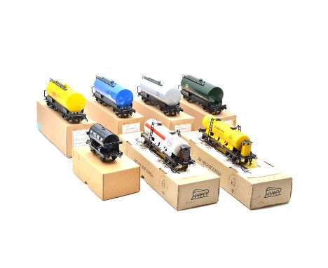 PH and PZ-model O gauge model railway wagons, seven including PH 1356 'Gasolina' tank wagon; PH 'Esso' tank wagon; PZ-model '