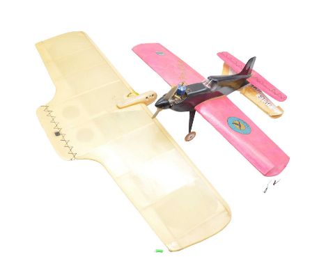 Two model aircraft with engines, including Fisher Combat 3.2cc diesel engineCondition report: