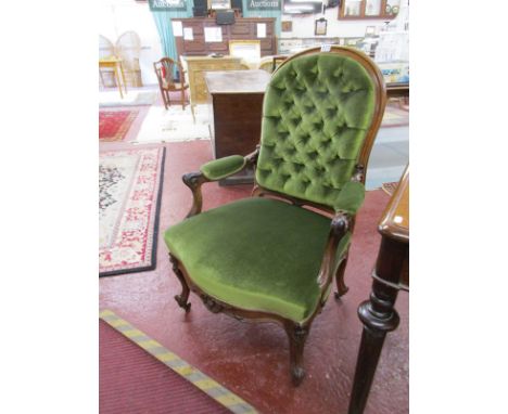 Victorian button-back armchair