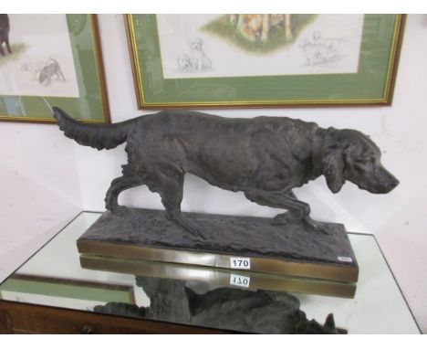 19C ceramic Retriever on base by Millet de Marcilly A/F