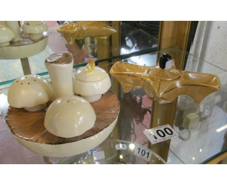 Carltonware mushroom cruet set & another
