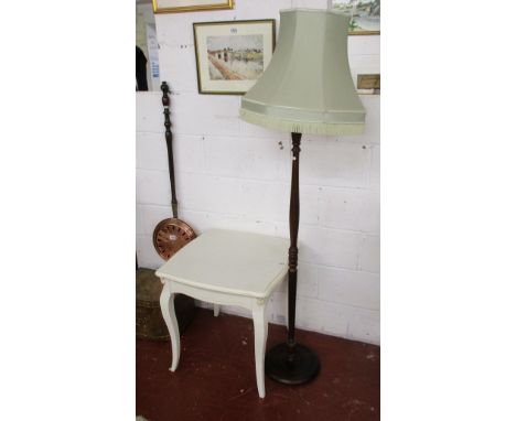 Painted occasional table & oak standard lamp