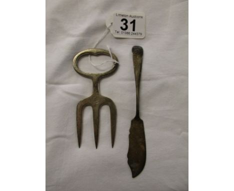 Hallmarked three pronged fork & fish knife