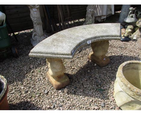 Stone squirrel pedestal bench