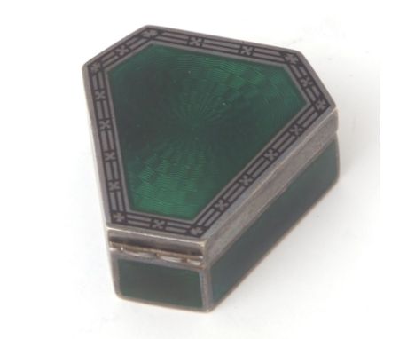 Late 19th/early 20th century former Austro-Hungarian Empire silver gilt and guilloche enamelled pill box, the hinged case wit