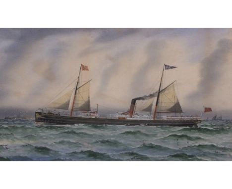 E H KITTOE (19TH CENTURY) Ship portrait - Cambria watercolour, signed and dated July 1880 lower right 31 x 55cms 