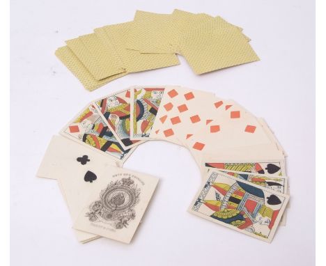 Early 19th century pack of playing cards, Hardy &amp; Sons, the full deck including one shilling duty Ace of Spades on lemon 