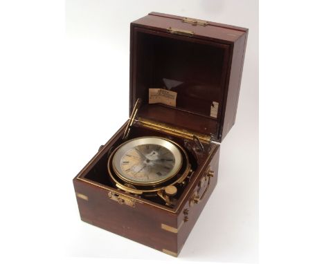 Mid-20th century brass bound and mahogany cased 2 1/2 day marine chronometer, T L Ainsley "Maker to the Admiralty" - Nil Dam,