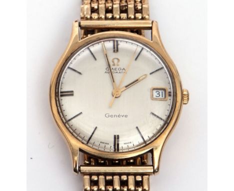 Third quarter of the 20th century 9ct gold automatic centre seconds calendar wrist watch, Omega "Geneve" cal 565, 28693923, t