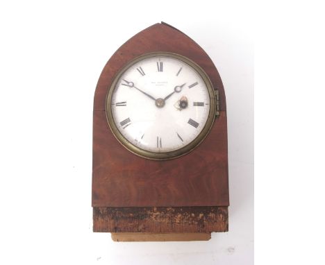 Early 19th century mahogany cased single fusee timepiece, Des Granges - London, the associated arched case (damage throughout