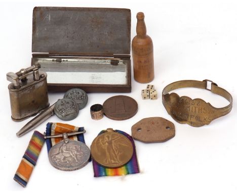 UK: WWI pair comprising British War Medal and Victory Medal to 27358 Pte S J Smithson, Norf R, together with a corresponding 
