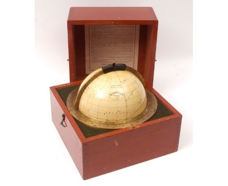 Second quarter of 20th century star globe, the square case with pull off cover and set with presentation plaque "The Incorpor