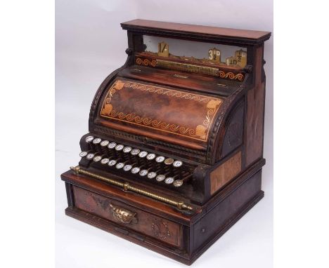Late 19th/early 20th century American timber cased cash register, The National Cash Register Co - Dayton, Ohio, USA, 31570, o