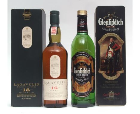 Lagavulin 16yo, 70cl, 43% vol, boxed, Glenfiddich Single Malt Special Reserve Scotch Whisky, 70cl, in Clan Sinclair commemora