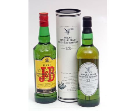 Marks &amp; Spencer Islay Single Malt Scotch Whisky, 12yo, in carton and J &amp; B Rare blended Scotch Whisky, both 70cl, (2)