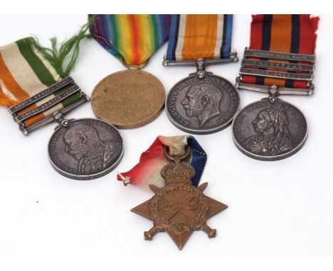 UK: Anglo-Boer War Great War group of four to 15855 Sgt J Houghton, Machine Gun Corps, comprising Queen's South Africa medal 