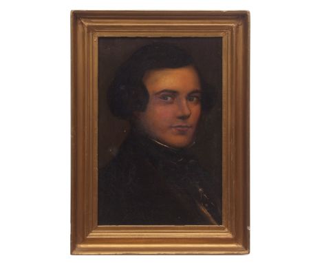 ENGLISH SCHOOL (19TH CENTURY) Head and shoulders portrait of a young man oil on board 45 x 29cms 