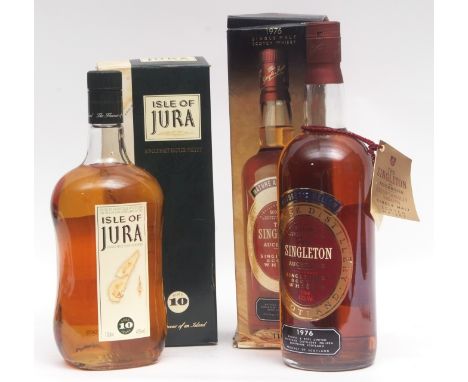 The Singleton 1976 single malt Scotch, 1ltr and Isle of Jura 10yo single malt Scotch, 1ltr, both boxed (2 bottles in all)  