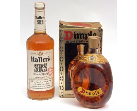 Dimple Haig de Luxe Scotch Whisky 26 2/3 fl oz, 70% Proof and Hallers S,R,S, blended whiskey 86% Proof, 1 litre (2 bottles in