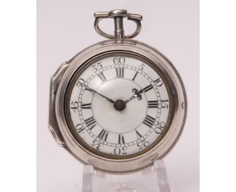 Mid-18th century and later silver pair cased verge watch, Millington - London, the frosted and gilt movement with pierced and
