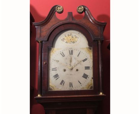 Mid-19th century oak and mahogany cross-banded 8-day longcase clock, Thos Haynes - Stanford, the hood with swan neck pediment