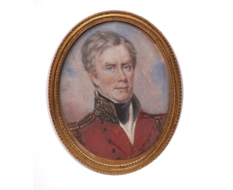 ENGLISH SCHOOL (19TH CENTURY) Portrait of an Irish Officer portrait miniature 6 x 4 1/2cms 