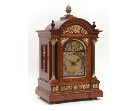 Late 19th/early 20th century oak cased triple spring barrel bracket clock, retailed by Thos Armstrong &amp; Bro - Manchester,