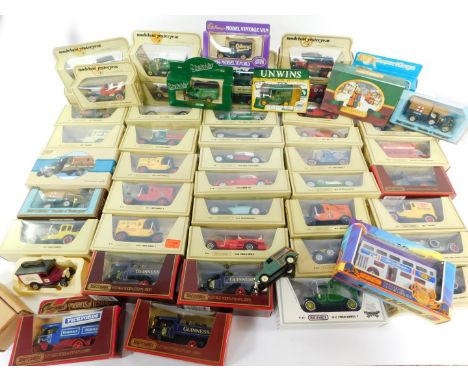 Corgi Matchbox and other die cast vintage trucks and motor cars, boxed. (a quantity)