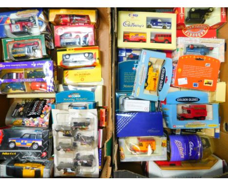 Corgi Matchbox and other die cast vintage trunks, motor cars, etc. all boxed. (a quantity)