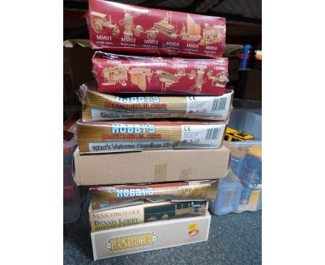 Hobbies Match Builder Sets, to include an electric tram car kit c1908., 1920's Veteran Omnibus Kit., and a 1910 Steam Tractio