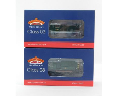 A Bachmann Branch Line OO gauge locomotive Class 08 Diesel Shunter D3963, BR green wasp stripes (weathered), DCC, 32-117, tog