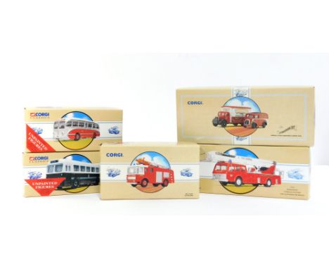 A Corgi die cast Commercials, from a two vehicle set, two Classic Fire vehicles, comprising an AEC Pump Cleveland., and a Sim