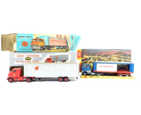 A Dinky Supertoys die cast model of a Tractor - Trailer McLean 948, together with a Corgi Toys die cast model of a Ford Tilt 