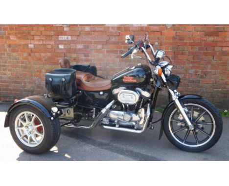 A Harley-Davidson trike, D405 UGF, a 1989 first registered 1987 manufacture machine, 1100cc petrol engined 3-wheeler, current