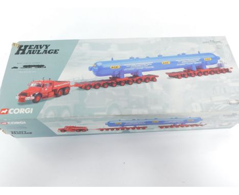 A Corgi die cast heavy haulage set, Northern Ireland Carriers, Scammell Contractor, Nicholas bogies and vessel load, 108006, 
