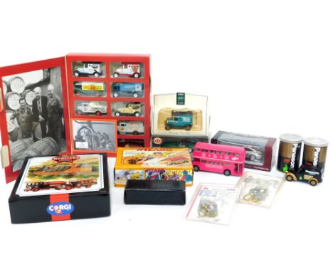 A Cameo Collectables Classic Drinks Collection, ten vintage model vehicles., Corgi die cast double vehicle set for Webster's 
