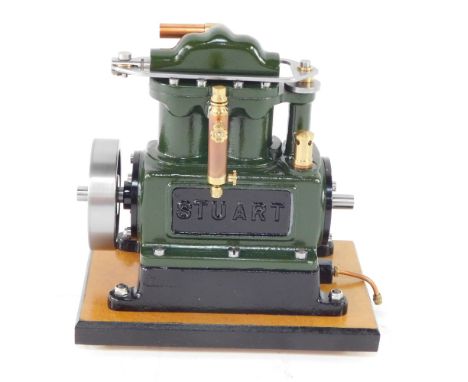 A Stuart Turner Sirius racing steam hydroplane engine, scratch built, on a rectangular base, 18cm high.