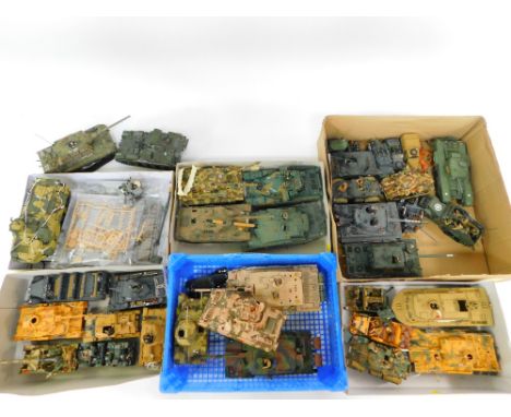 Plastic scale models of WWII Axis and Allied Tanks and Assault Craft, together with later tanks, etc. (a quantity)