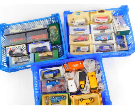 Matchbox Corgi Days Gone By and other die cast vintage trucks, AA and RAC vehicles, lorries, and sports cars, most boxed. (a 