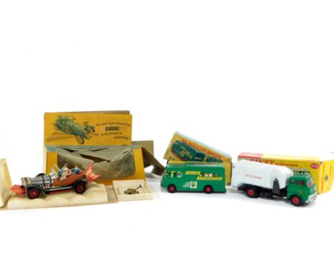 A Corgi die cast model of Chitty Chitty Bang Bang 1967.,  a Matchbox model of a Racing Car Transport K-5., and a Dinky model 