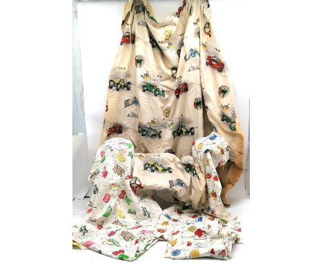 Mid 20th century pair of Bevis 'Silverstone' curtains - each curtain 130cm wide x 122cm long (some discoloration mostly to 1 